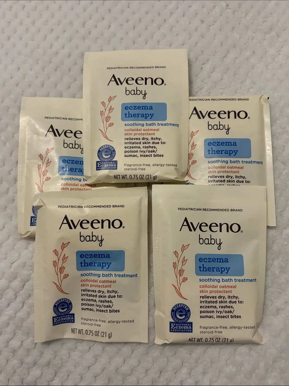 5 Aveeno Baby Eczema Therapy Soothing Bath Treatment Packets